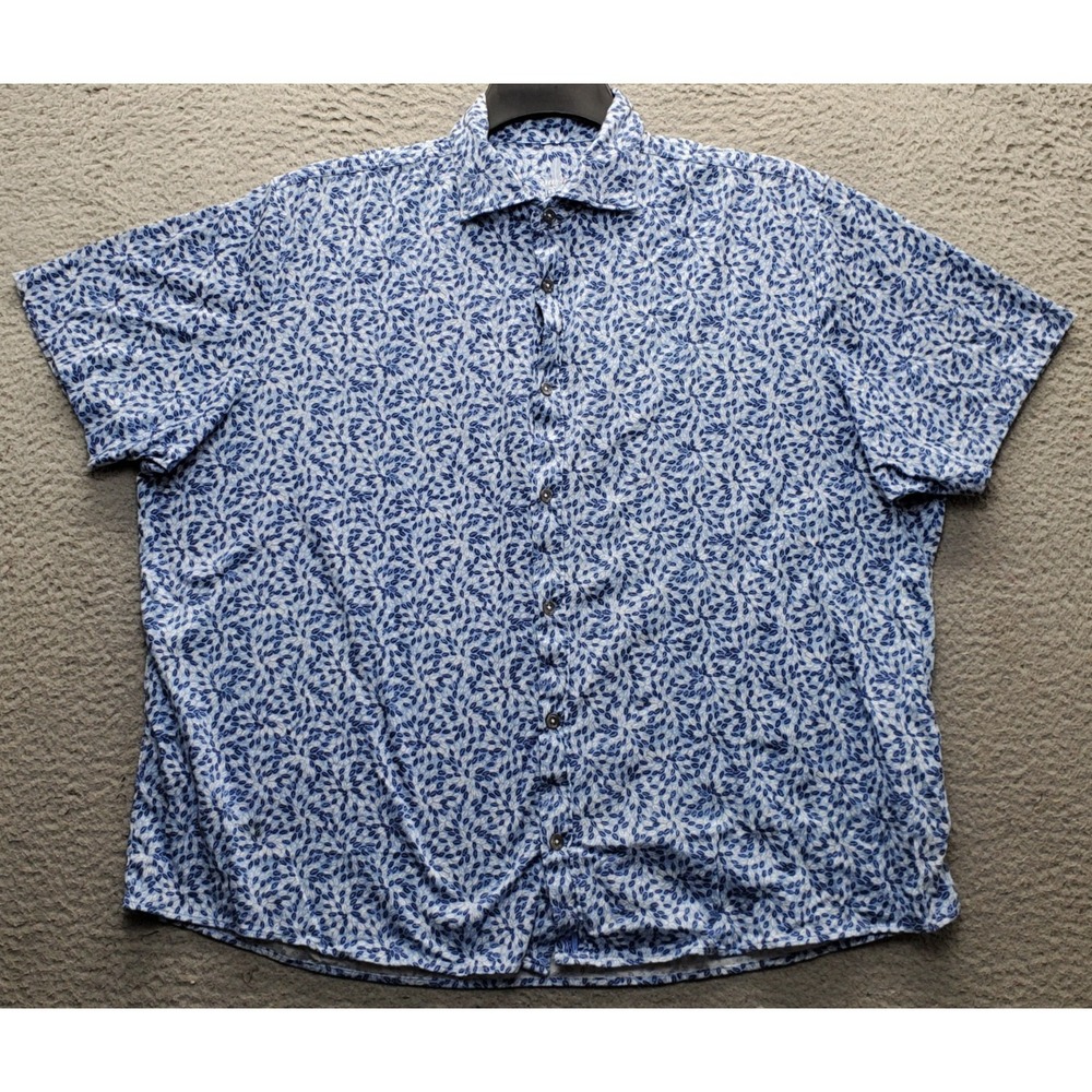 johnnie-O Golf Shirt Mens XL Multi Floral Leaf Featherweight Collared Button Up